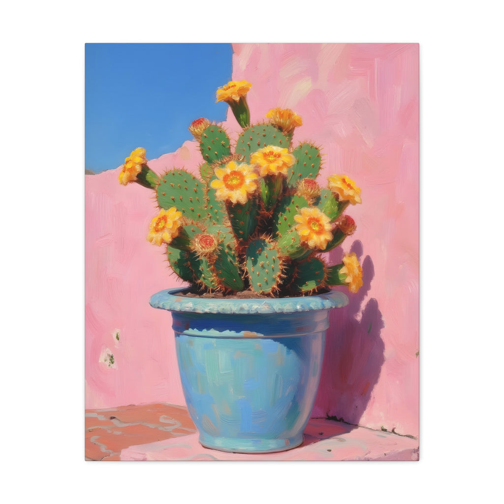 Cactus Roze Muurdecoratie - Gespannen Canvas 