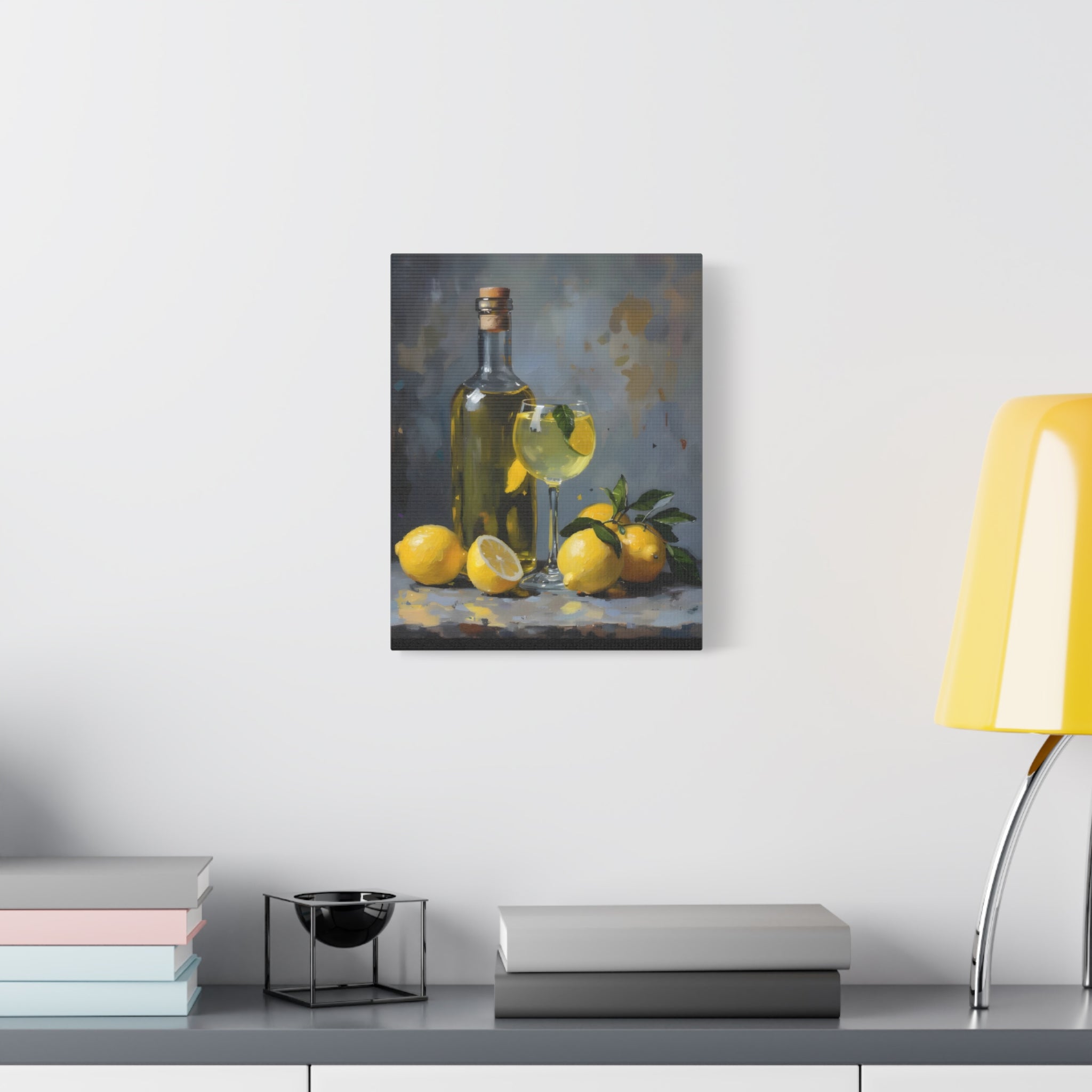 Limoncello with lemons Still Life Matte Canvas Wall Art