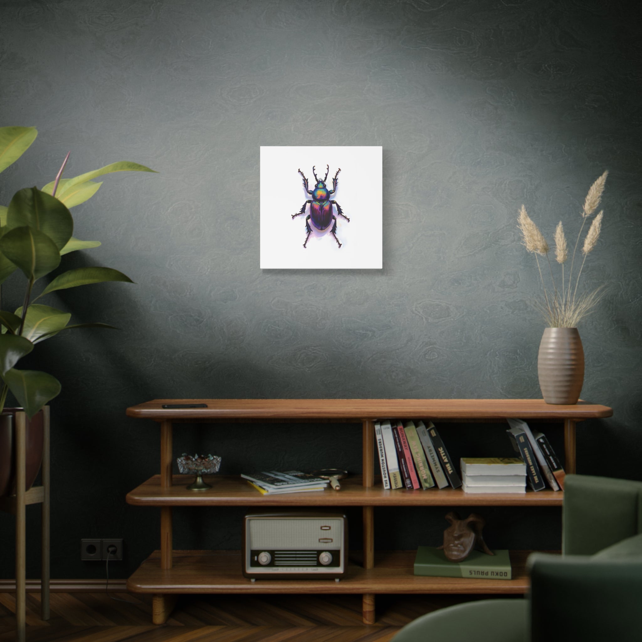 Iriserende kever muurdecoratie – opgespannen canvas 