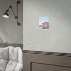 Roze strandhuisje als muurdecoratie - Poster 
