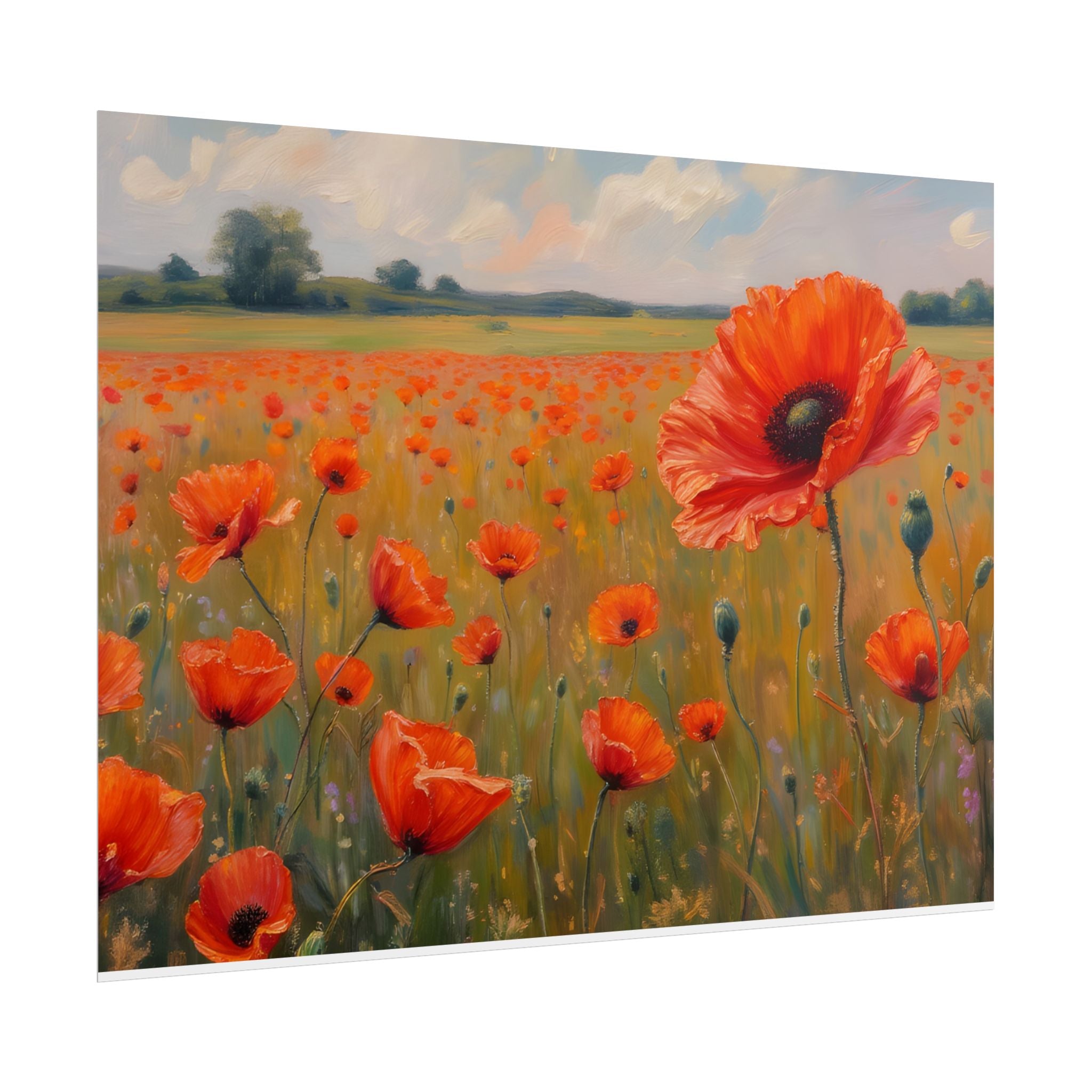 Poppy Field Art Poster - Rolled Floral Wall Print for Home & Office