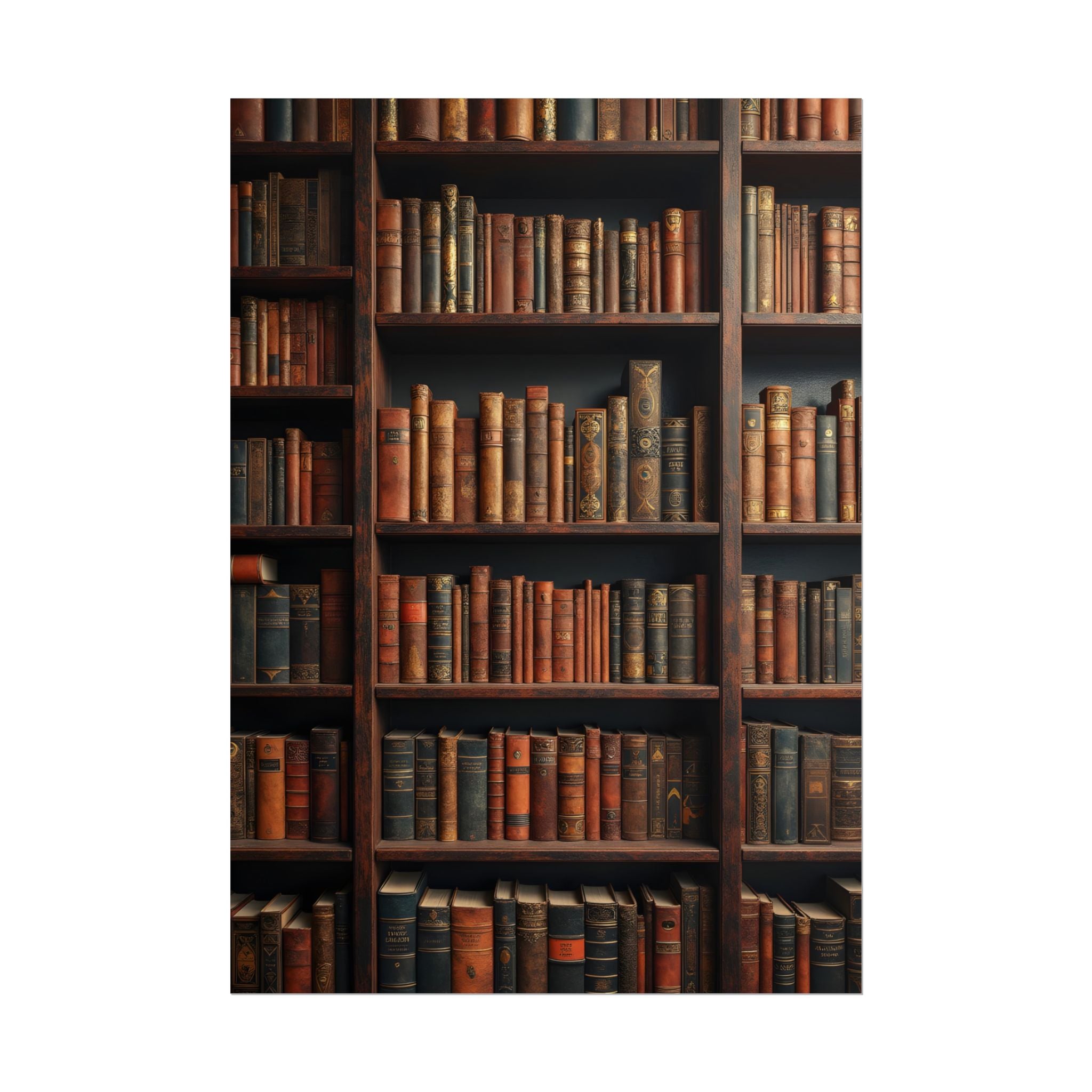 Vintage Library Bookshelf Rolled Poster - Antique Bookshop Wall Art