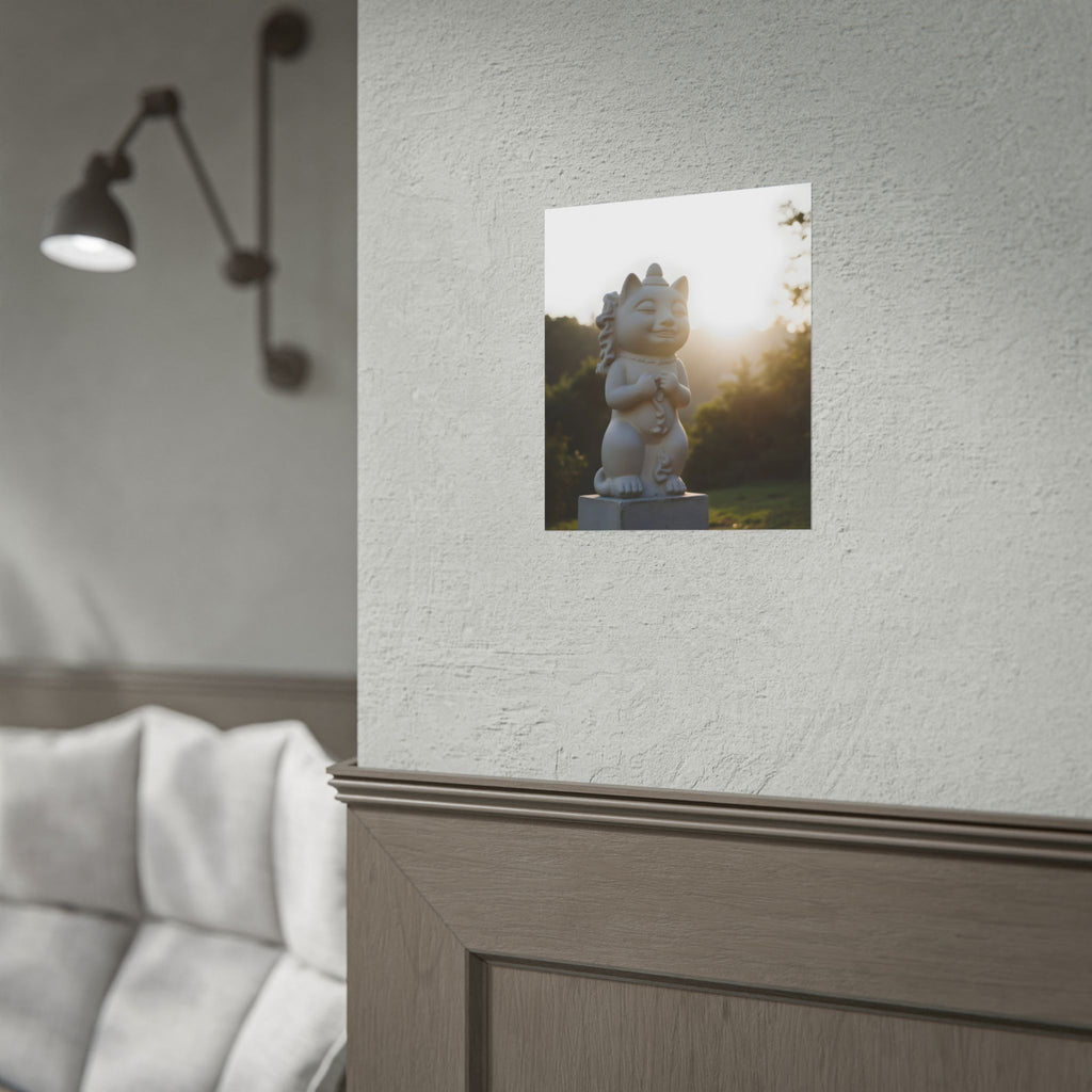 Zonovergoten gelukskat muurdecoratie - Poster 