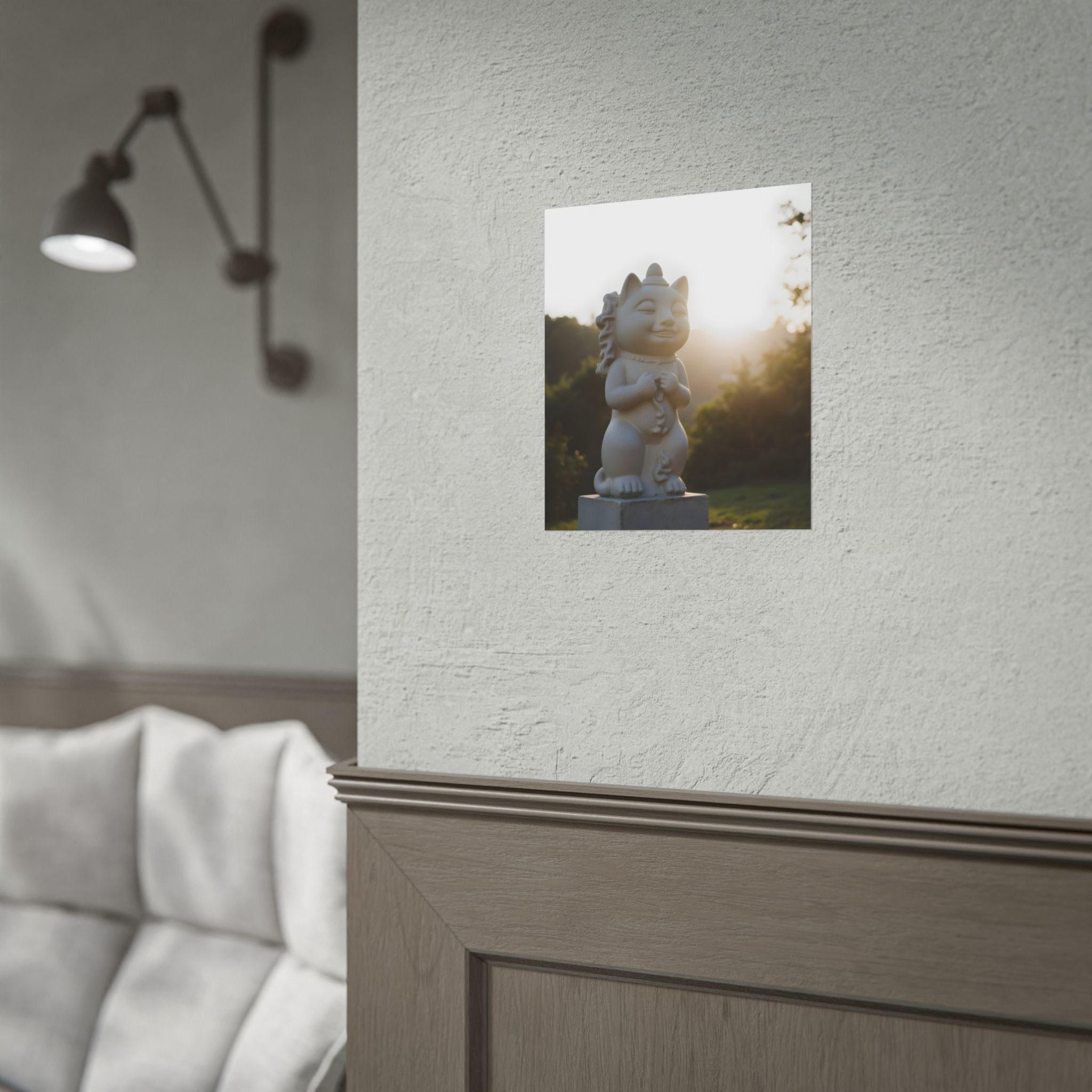 Zonovergoten gelukskat muurdecoratie - Poster 