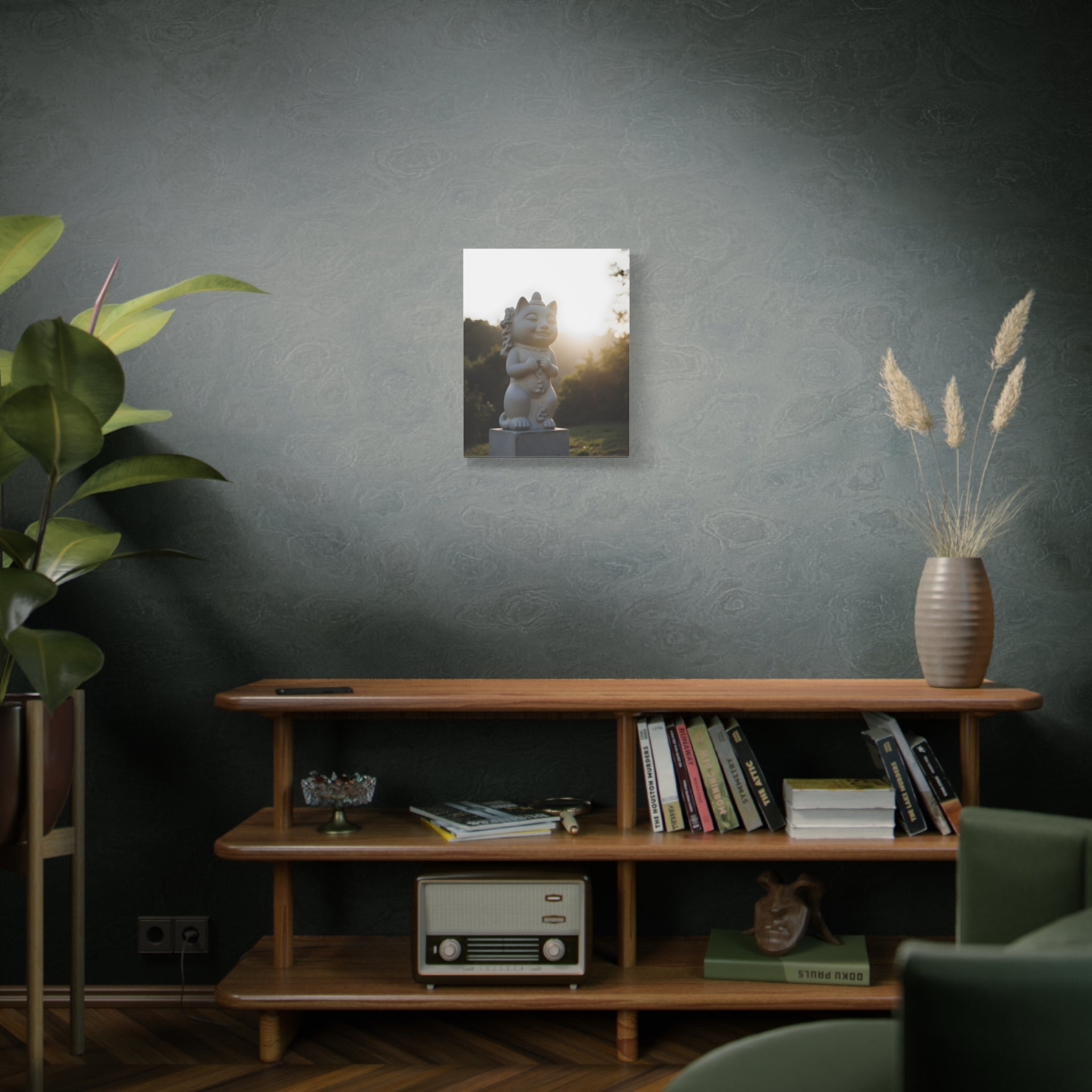 Sunlit Lucky Cat Wall Art - Stretched Canvas