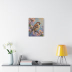 Sparrow on Cherry Blossoms Matte Stretched Canvas