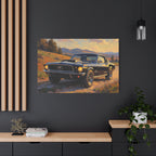 Vintage Mustang Sunset Wall Art - Classic Muscle Car - Stretched Canvas