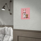 Pink Cute Bunny Poster – Pink Ice Cream Rabbit Wall Art