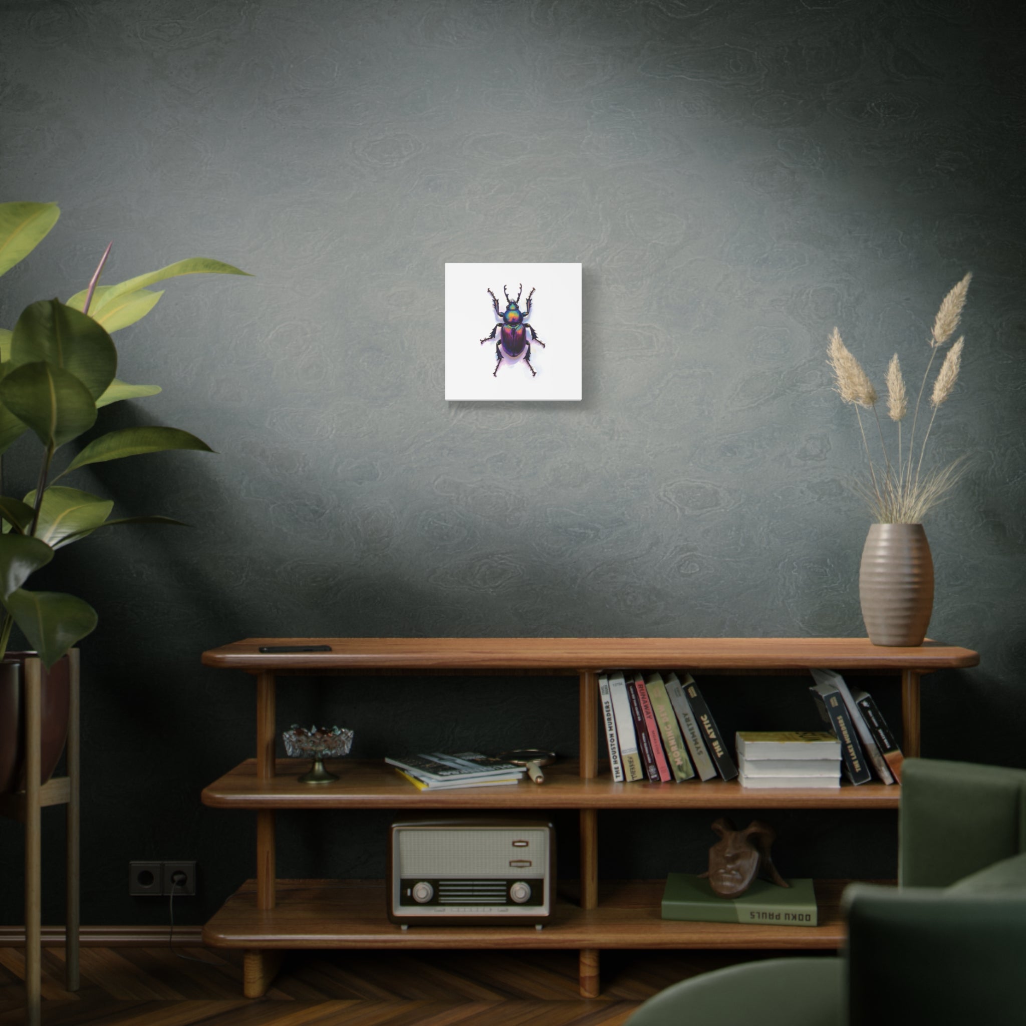 Iriserende kever muurdecoratie – opgespannen canvas 