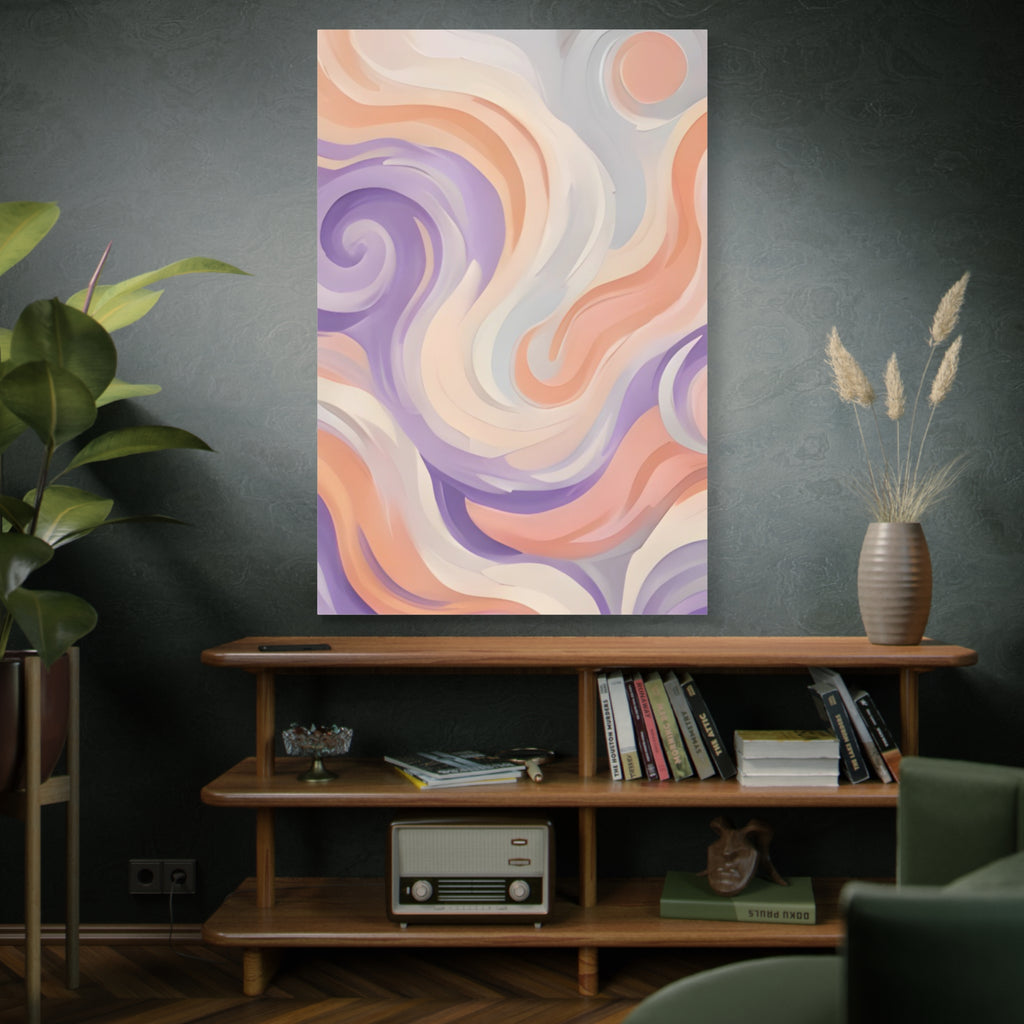 Abstract Swirl Matte Canvas Wall Art - Pastel Waves Stretched Print