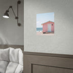 Roze strandhuisje als muurdecoratie - Poster 