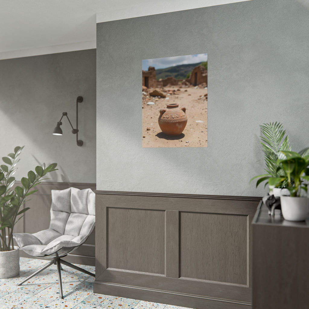 Rustieke terracotta bloempotwoestijnposter - opgerolde fotoafdruk