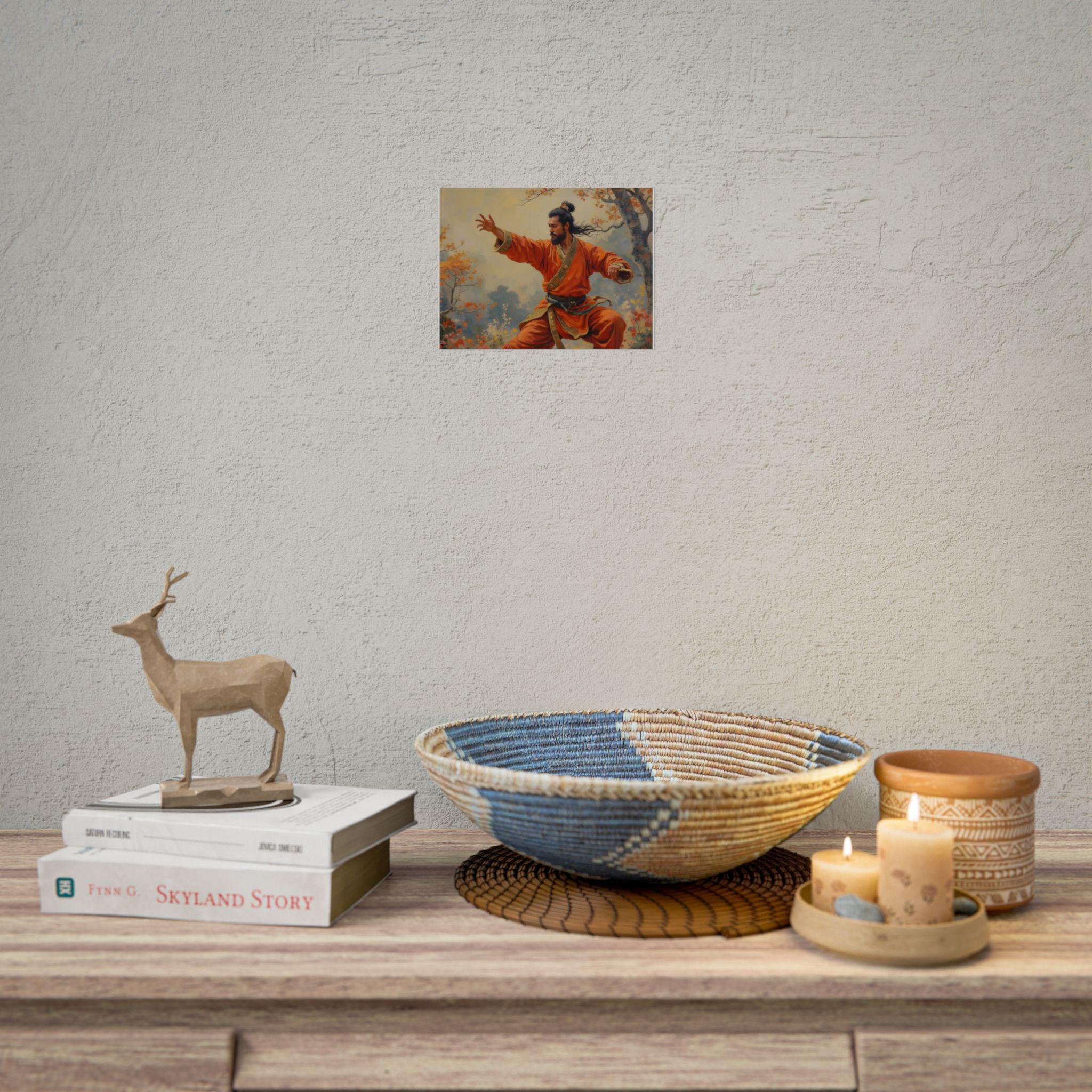 Martial Artist Art Poster - Warrior in Orange Traditional Kung Fu Wall Art