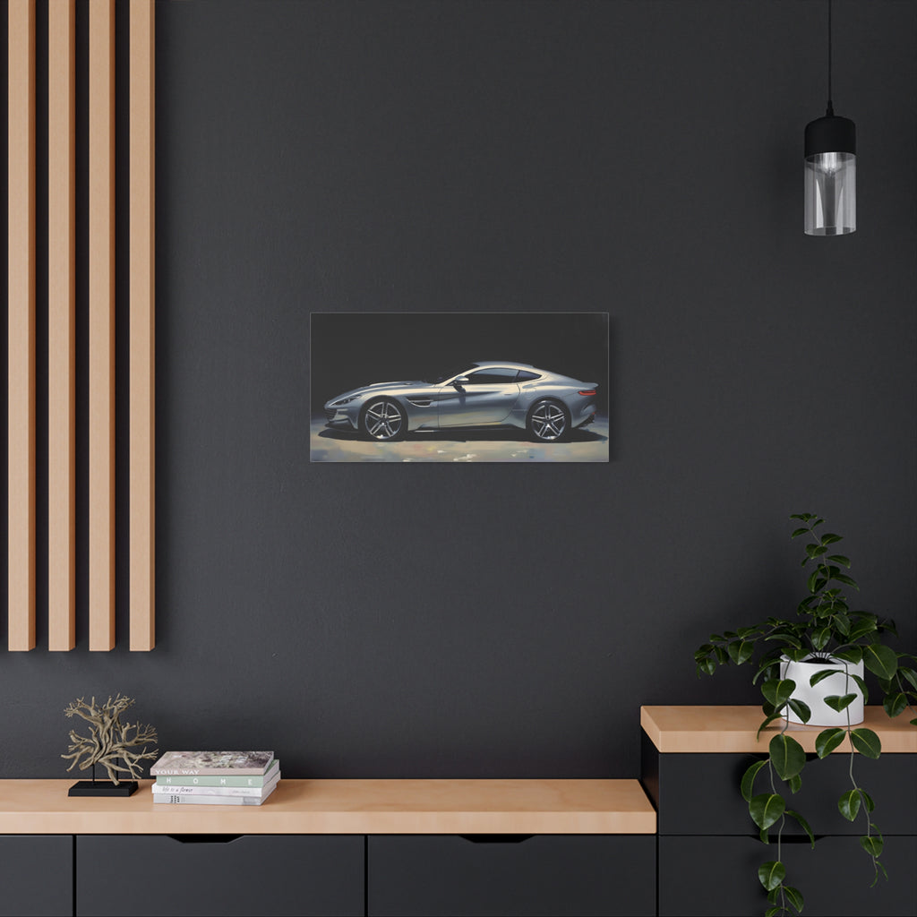 Silver Sports Car Matte Canvas Print — Modern Automotive Wall Art