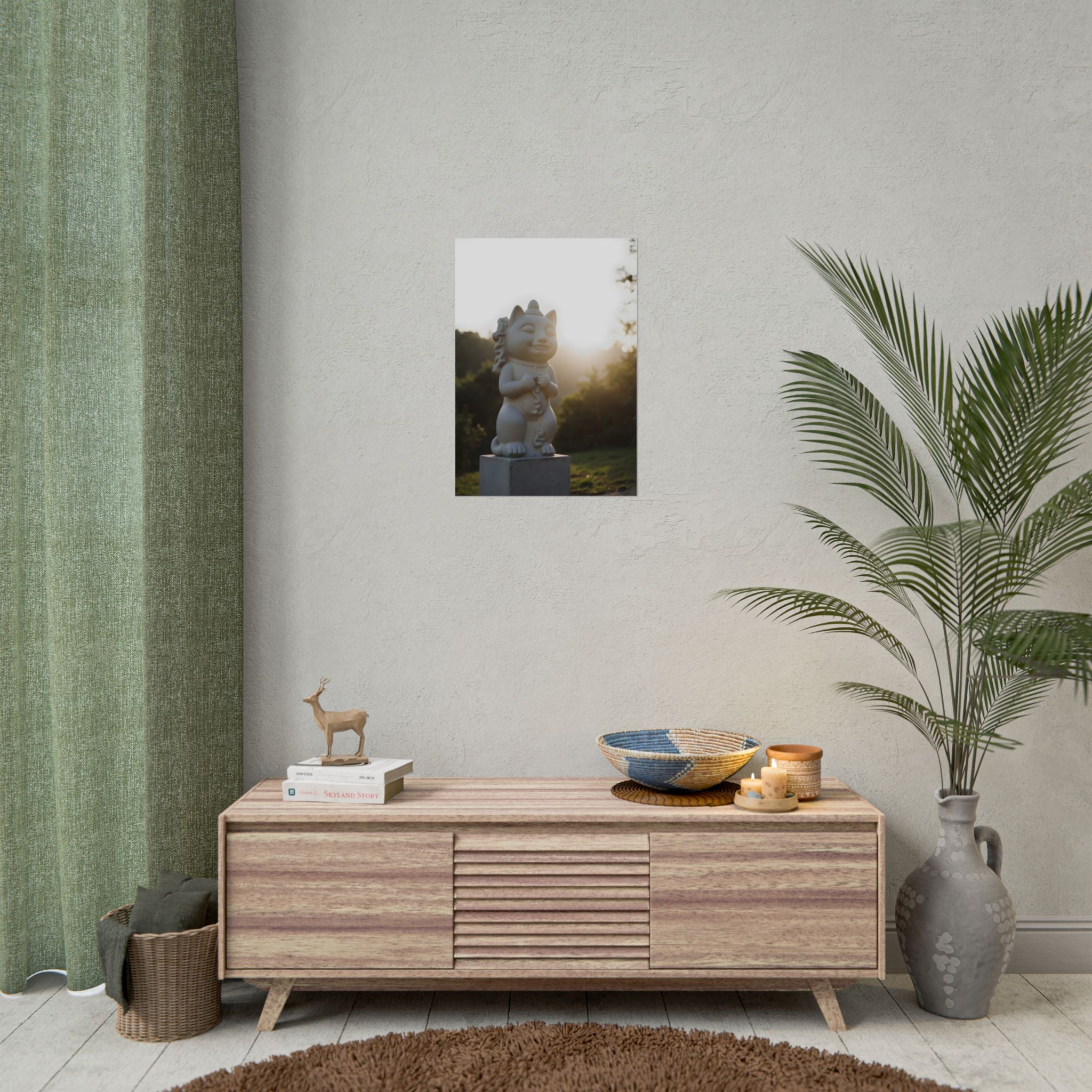 Zonovergoten gelukskat muurdecoratie - Poster 