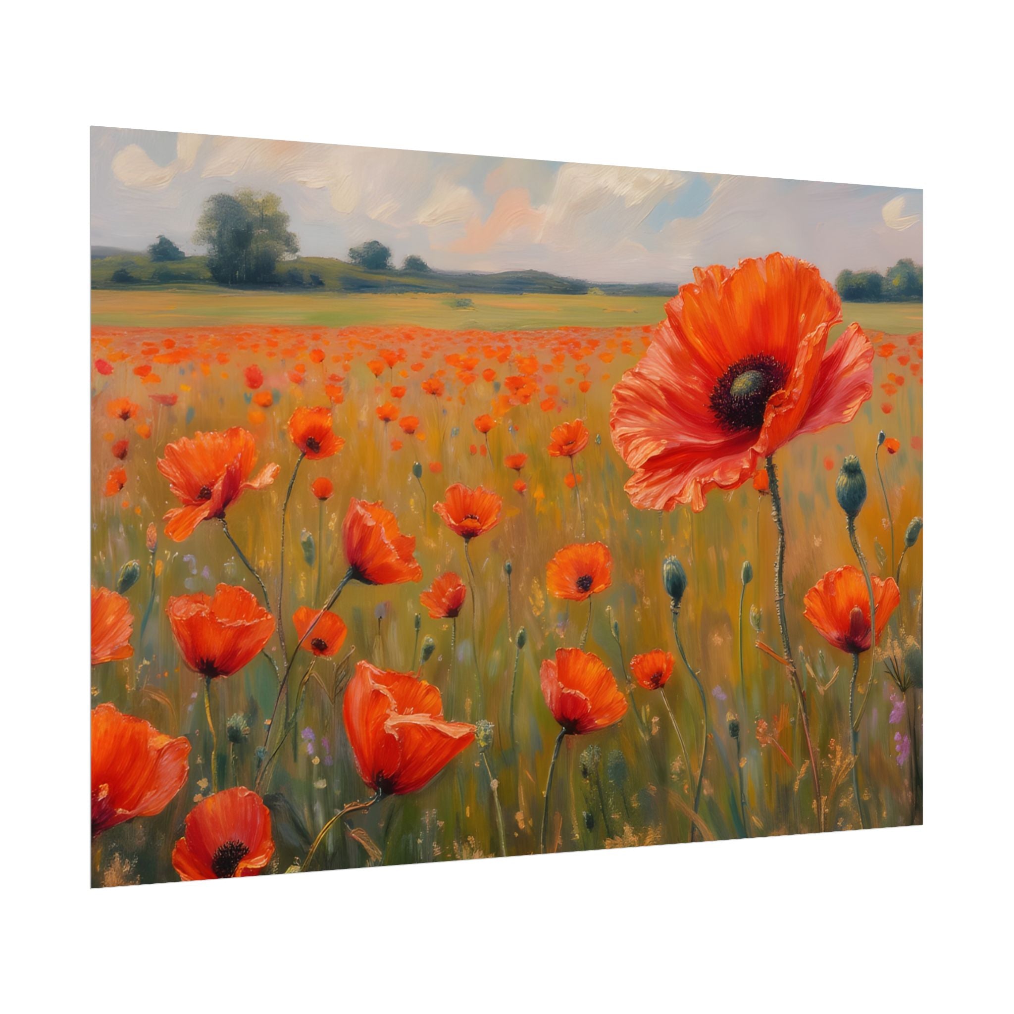 Poppy Field Art Poster - Rolled Floral Wall Print for Home & Office