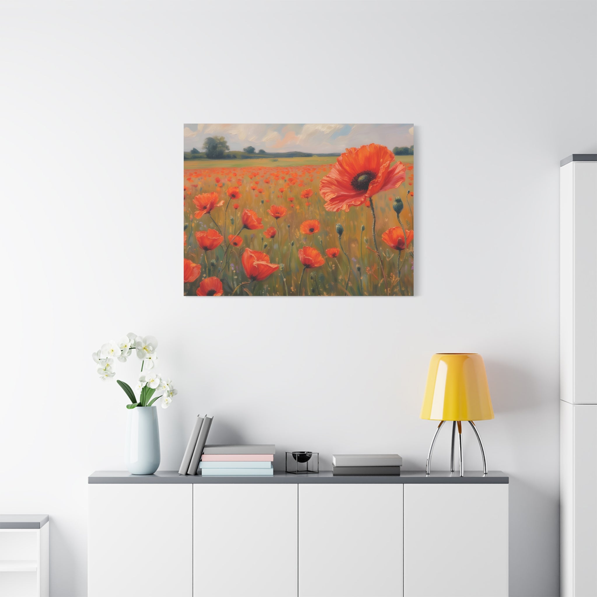 Poppy Field Canvas Wall Art — Matte Stretched Floral Painting