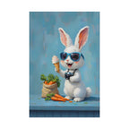Blue Bunny Poster - Cute Sunglasses Rabbit Rolled Art Print