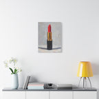 Red Lipstick Canvas Art — Cosmetic Pop Still Life Wall Decor