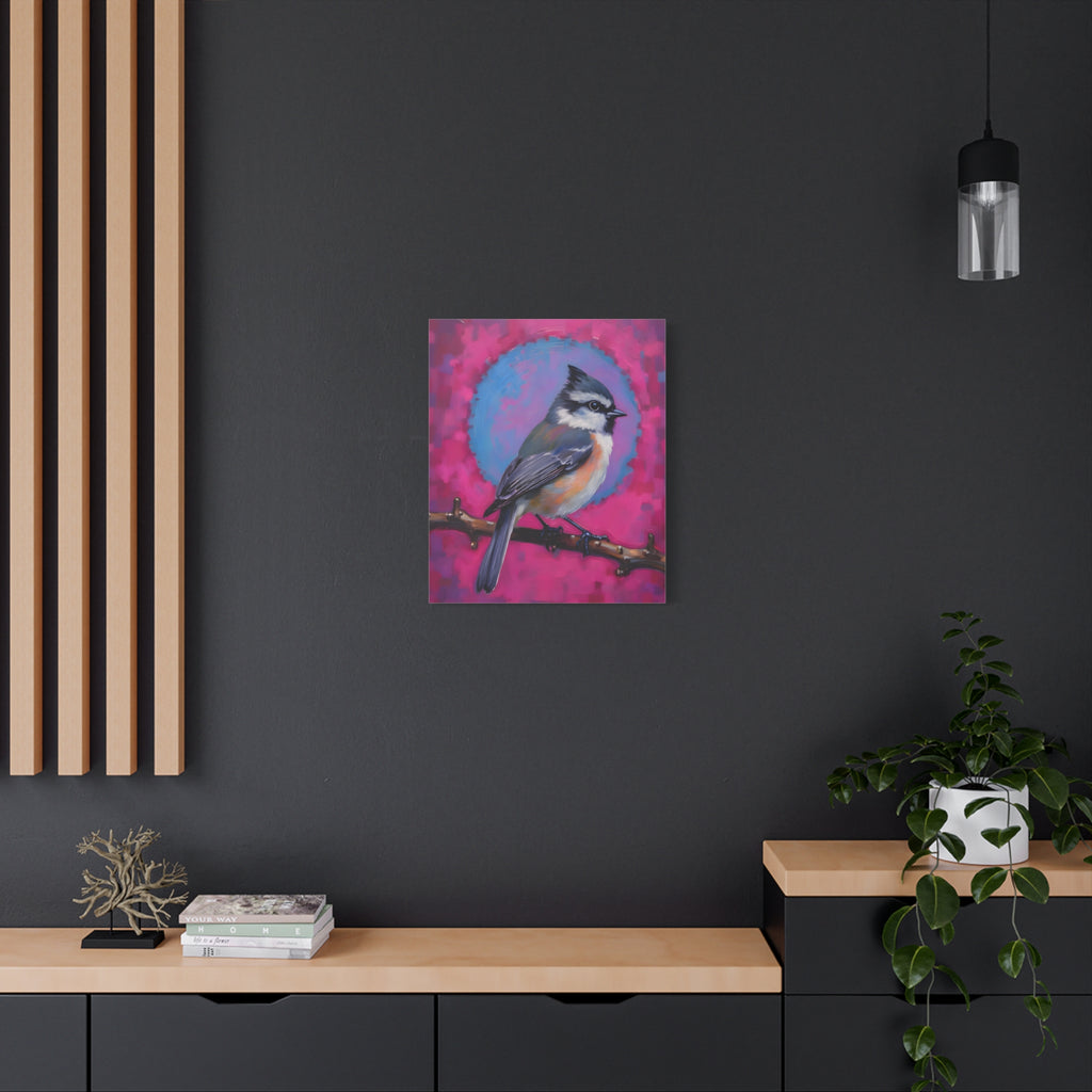 Colorful Chickadee Bird Canvas Wall Art - Matte Stretched Canvas