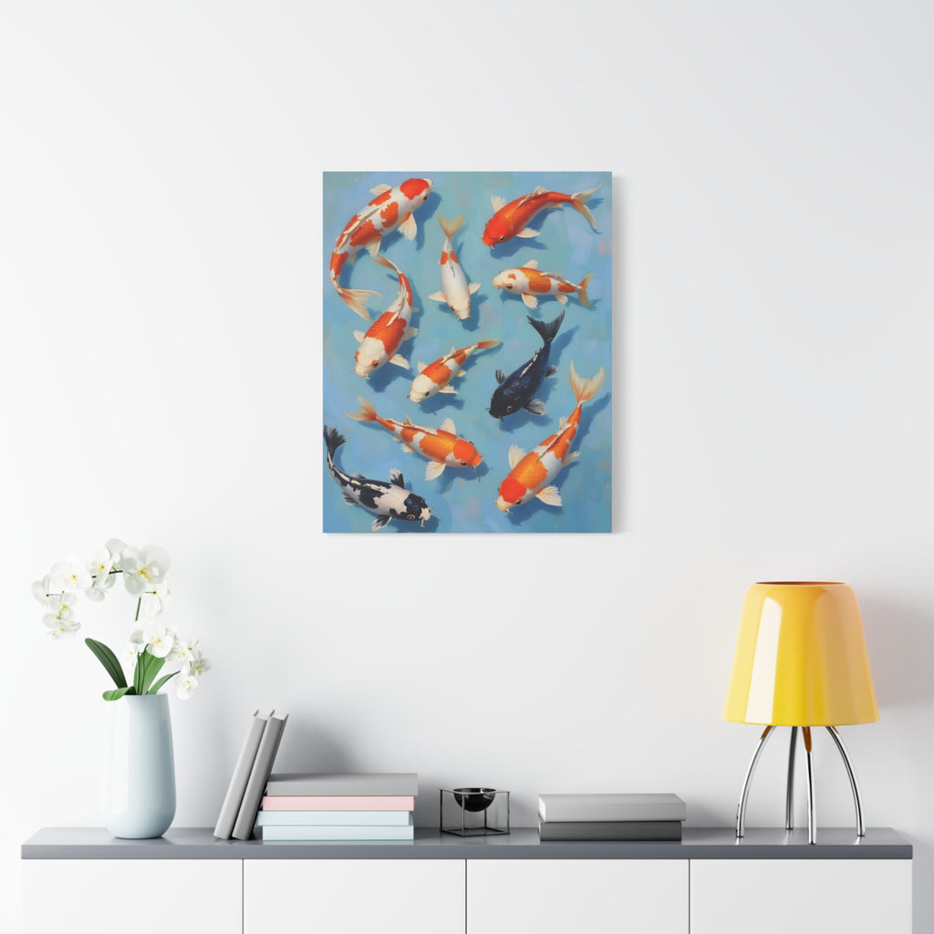 Koi Pond Canvas Art - Stretched Matte Fish Wall Decor