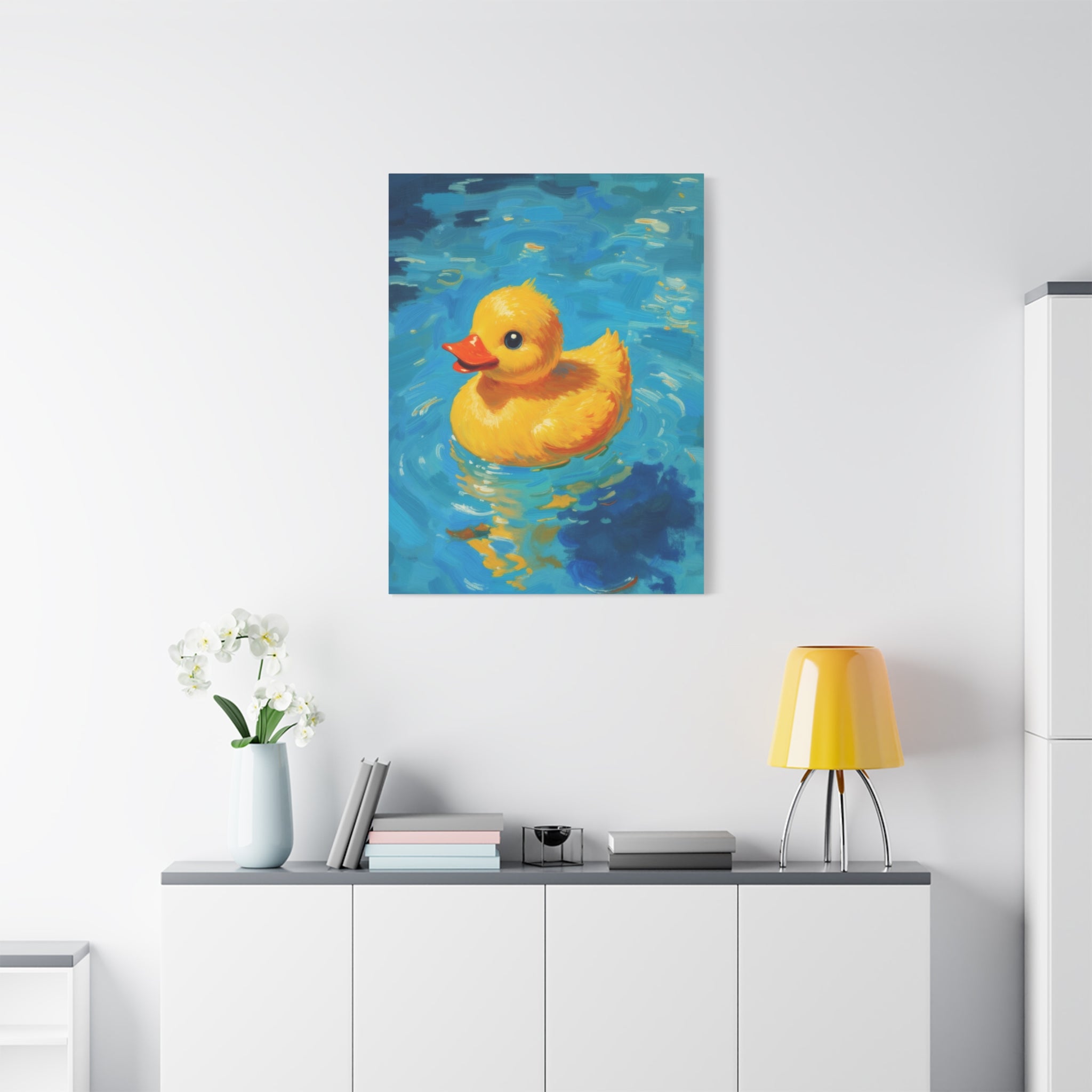 Rubber Duck Painting Canvas — Bright Yellow Nursery Wall Art
