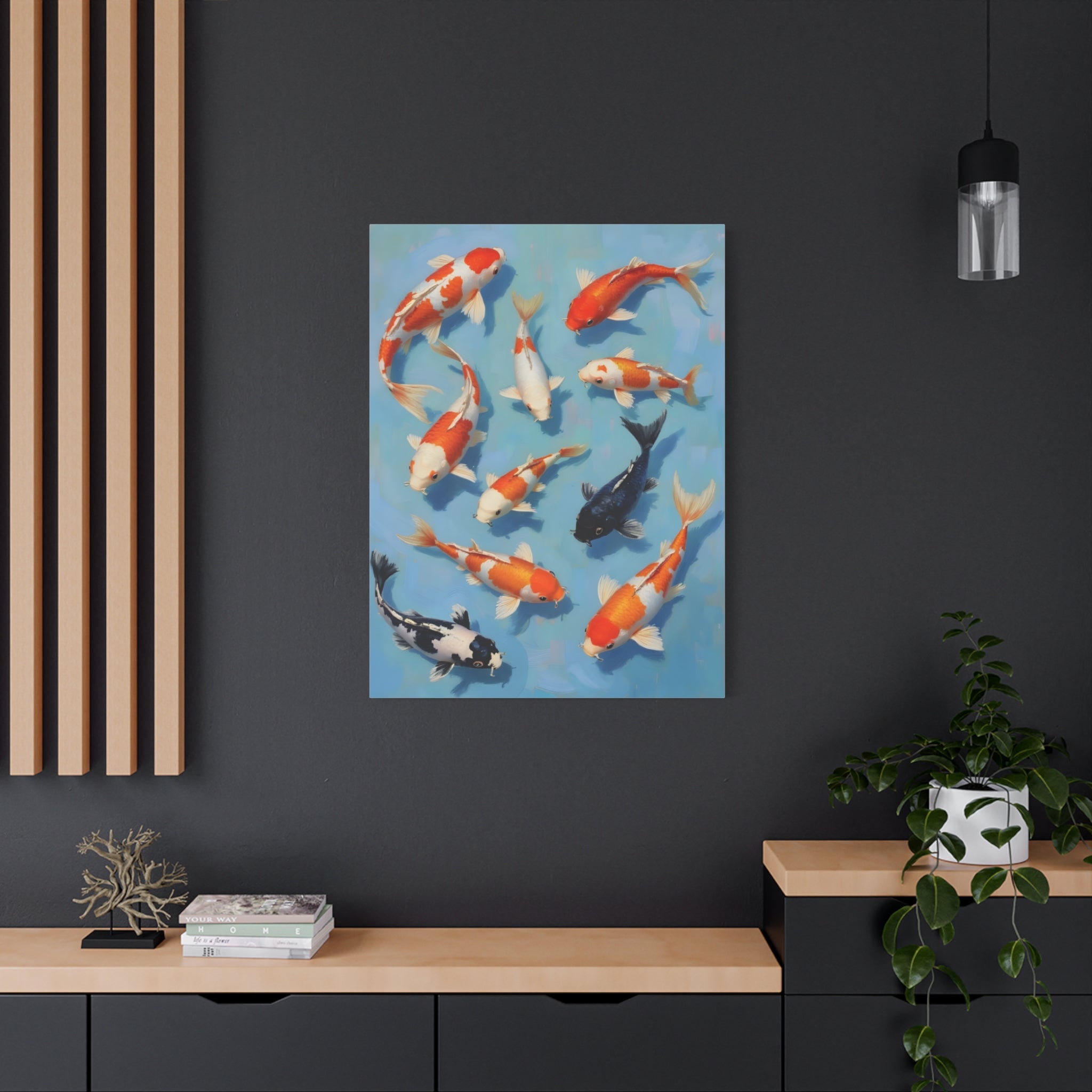 Koi Pond Canvas Art - Stretched Matte Fish Wall Decor