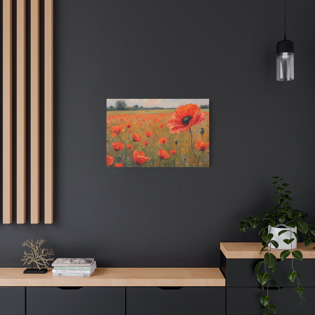 Poppy Field Canvas Wall Art — Matte Stretched Floral Painting