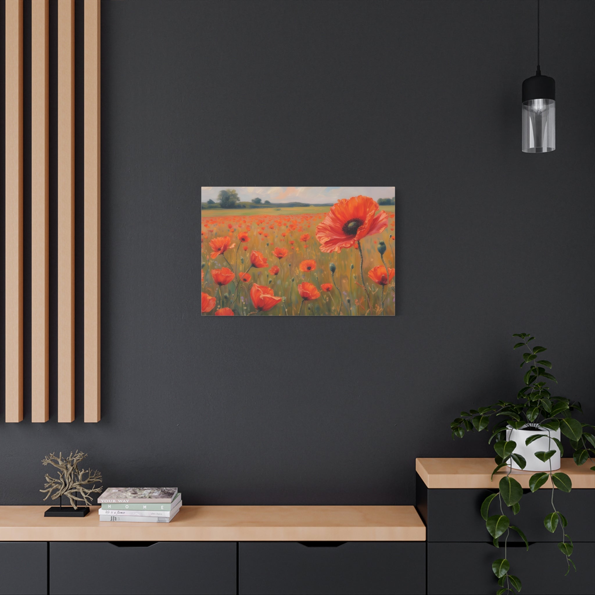 Poppy Field Canvas Wall Art — Matte Stretched Floral Painting