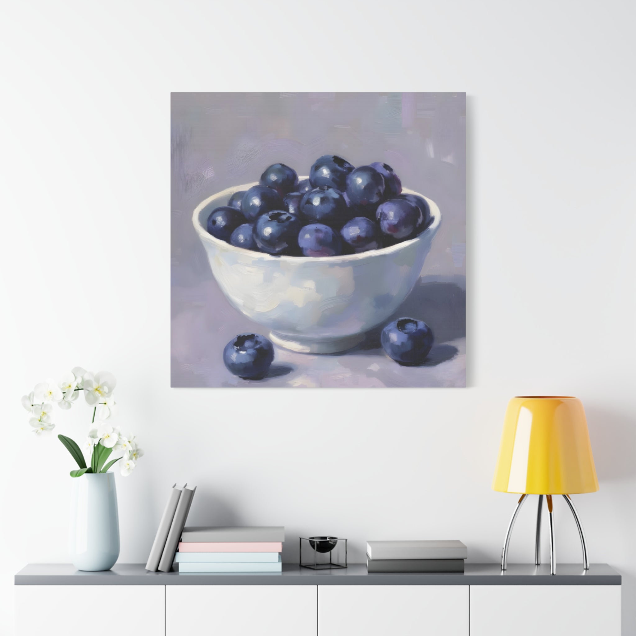 Blueberry Bowl Canvas Print — Still Life Wall Art