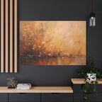 Abstracte muurdecoratie met gouden weidemotief - opgespannen canvas 