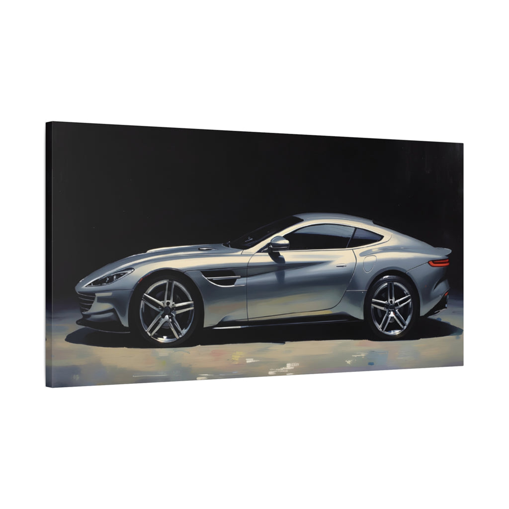 Silver Sports Car Matte Canvas Print — Modern Automotive Wall Art