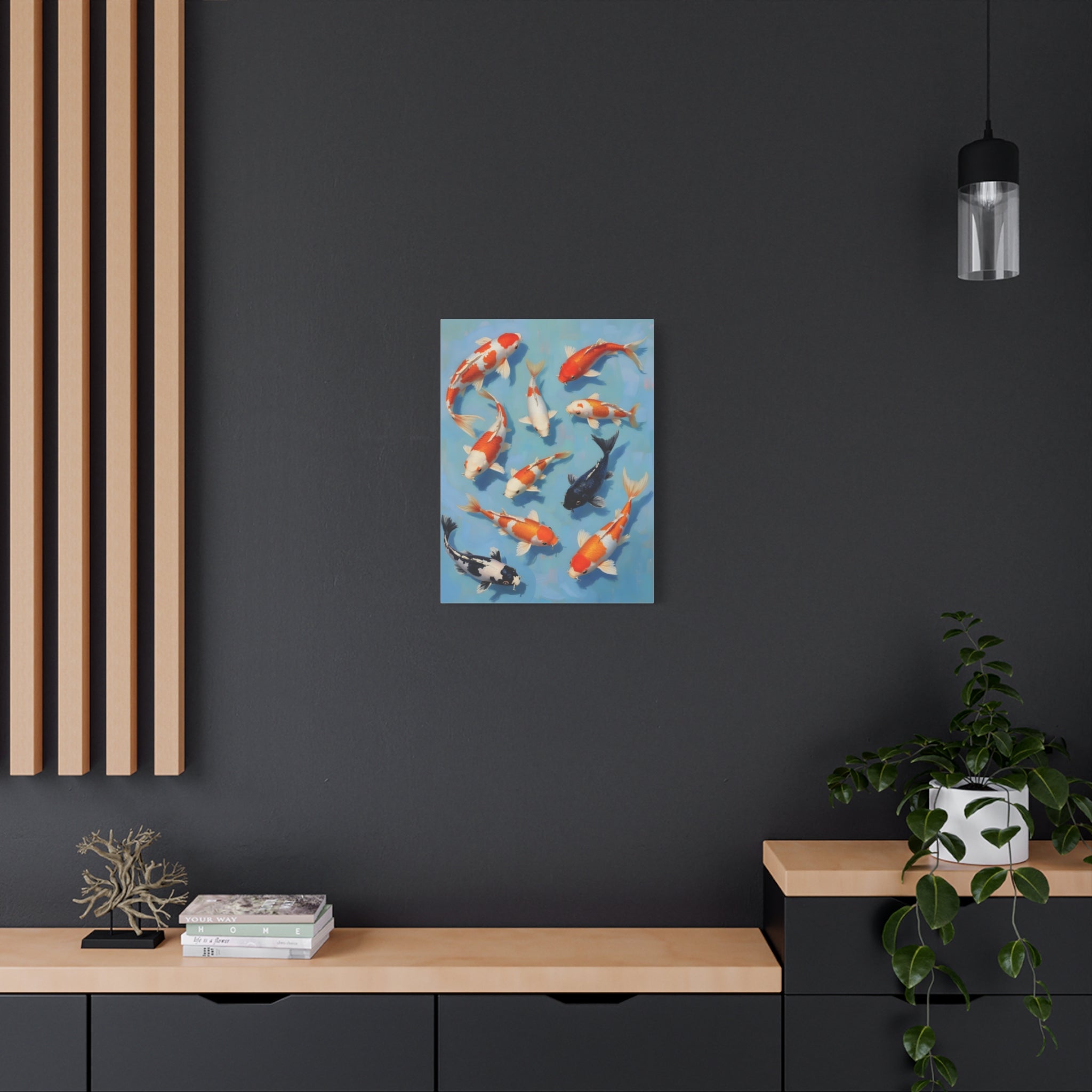 Koi Pond Canvas Art - Stretched Matte Fish Wall Decor