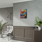 Buntes Martiniglas mit Zitrone und Olive – Wandbild/Poster 