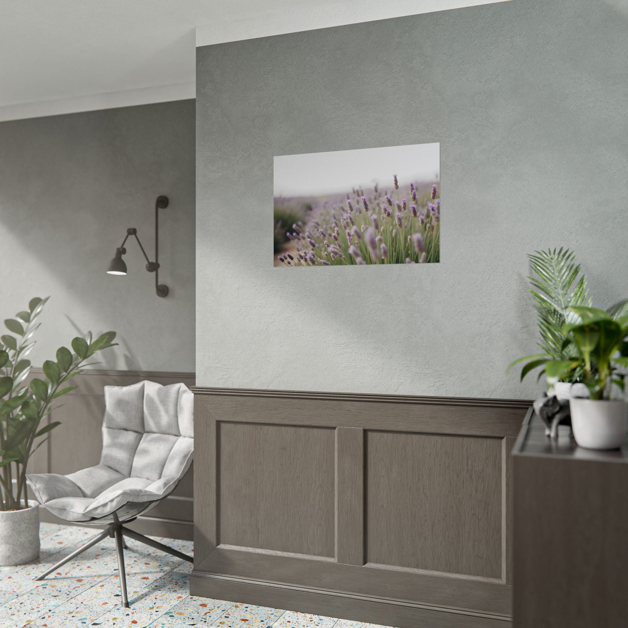 Muurdecoratie met lavendelveld – Poster 