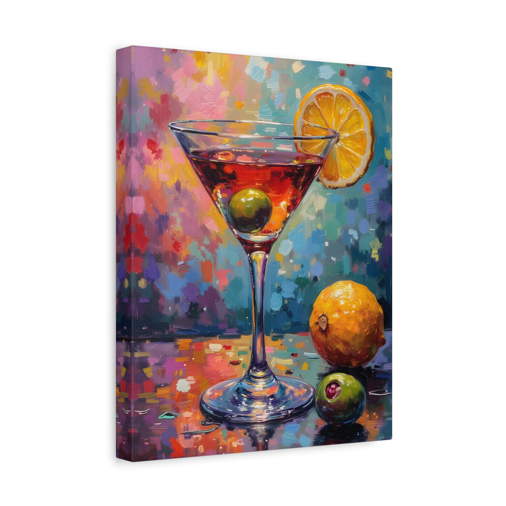 Buntes Martini-Glas-Leinwandbild mit matter Oberfläche - Keilrahmen