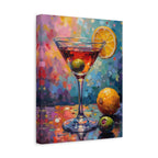 Buntes Martini-Glas-Leinwandbild mit matter Oberfläche - Keilrahmen
