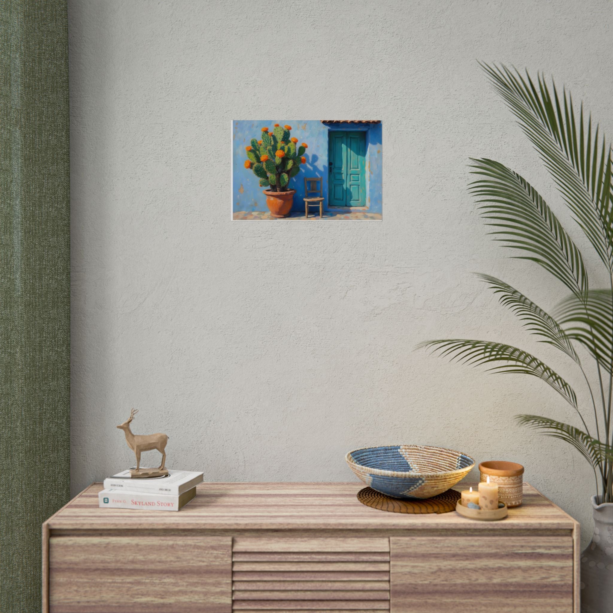 Cactus Courtyard Rolled Poster — Turquoise Door Desert Wall Art