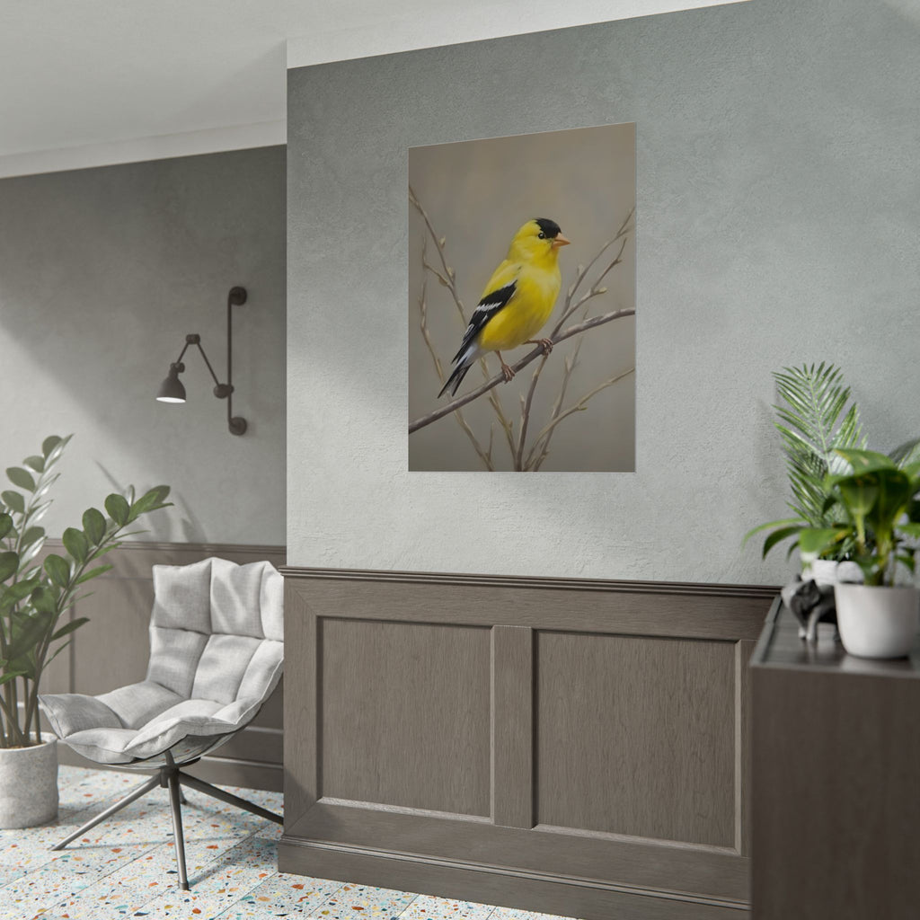 Goudvink Kunst Poster - Gele Zangvogel Print voor Natuurliefhebbers