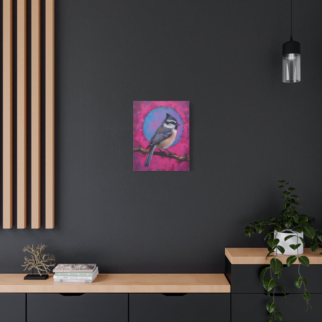 Colorful Chickadee Bird Canvas Wall Art - Matte Stretched Canvas