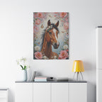 Floral Horse Portrait Canvas — Matte Stretched Wall Art
