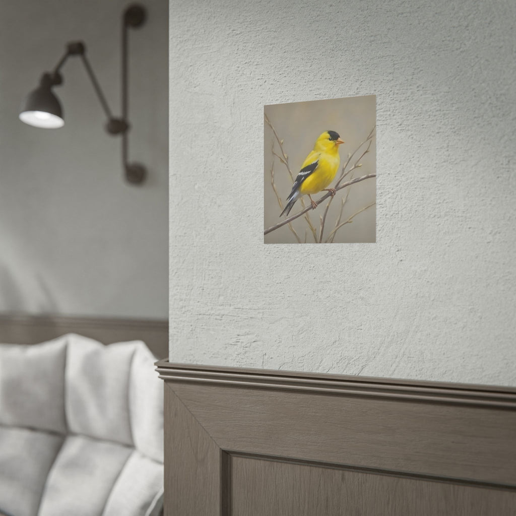 Goudvink Kunst Poster - Gele Zangvogel Print voor Natuurliefhebbers