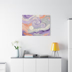 Abstract Swirl Canvas Art – Lavender & Peach Matte Stretched Canvas