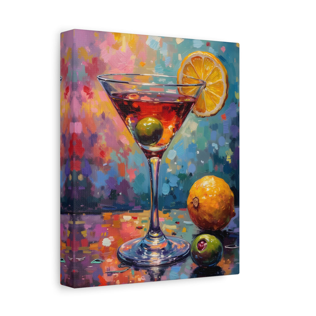 Buntes Martini-Glas-Leinwandbild mit matter Oberfläche - Keilrahmen