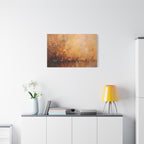 Abstracte muurdecoratie met gouden weidemotief - opgespannen canvas 