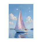 Segelboot auf ruhigem Wasser mit rosa Akzenten - Poster 