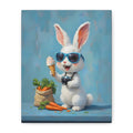 Blue Bunny Canvas Print — Cute Rabbit with Sunglasses & Ice Cream Matte Wall Art