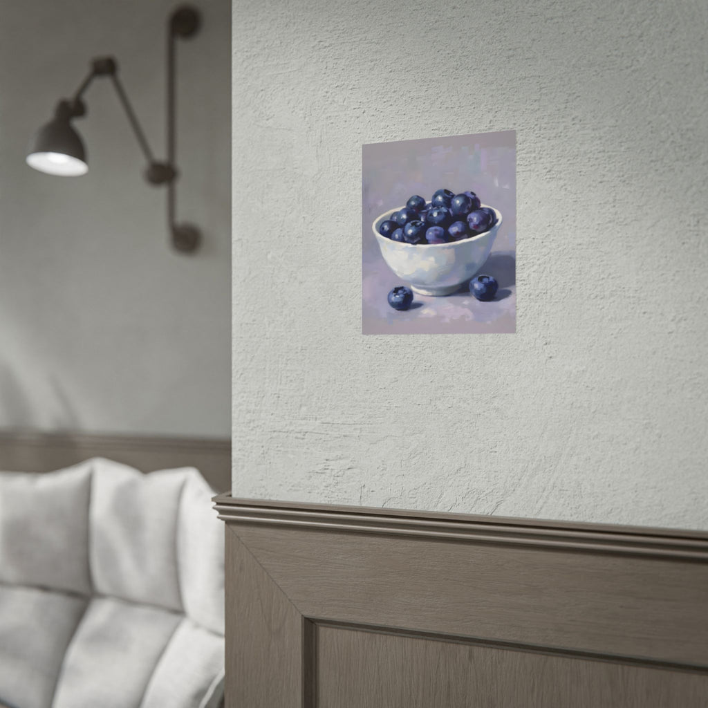 Blueberries Bowl Poster — Still Life Fruit Art Print (Rolled Poster)