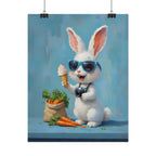 Blue Bunny Poster - Cute Sunglasses Rabbit Rolled Art Print