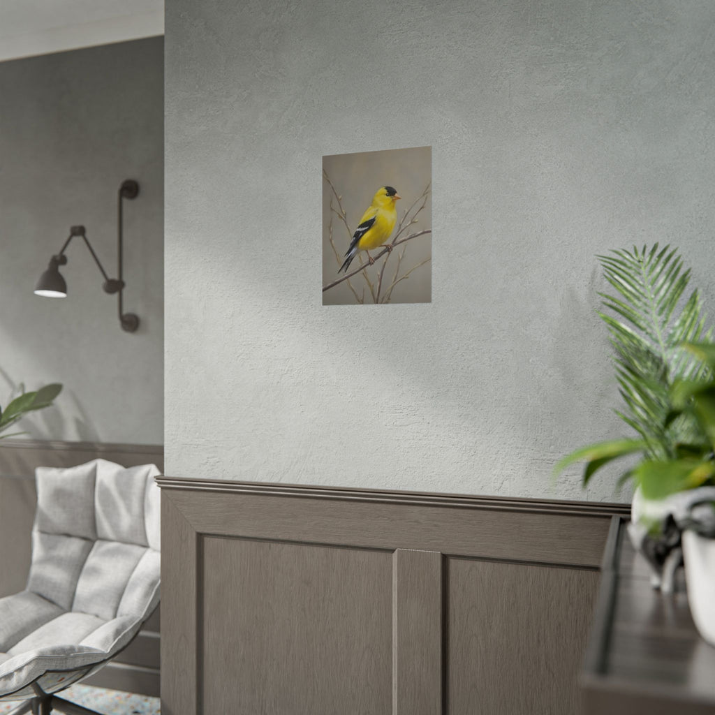 Goudvink Kunst Poster - Gele Zangvogel Print voor Natuurliefhebbers